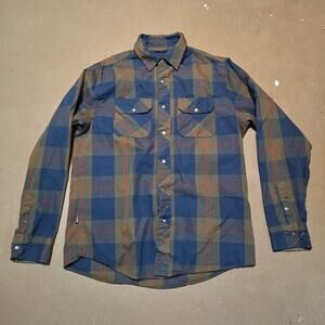 FlyLow Handlebar Flannel Long Sleeve Plaid Button Snap Shirt Size Medium